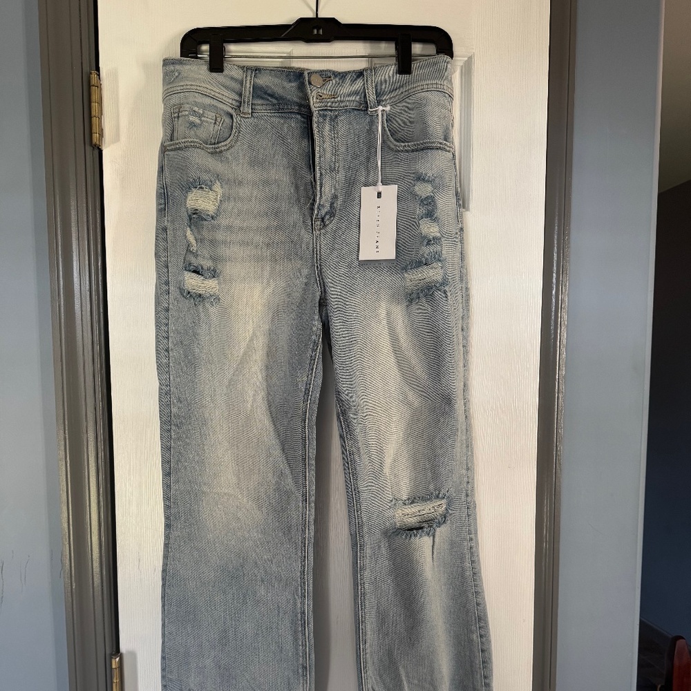 RISEN High Rise Destroyed Hem Jeans Size 13/31W - NEW WITH TAGS